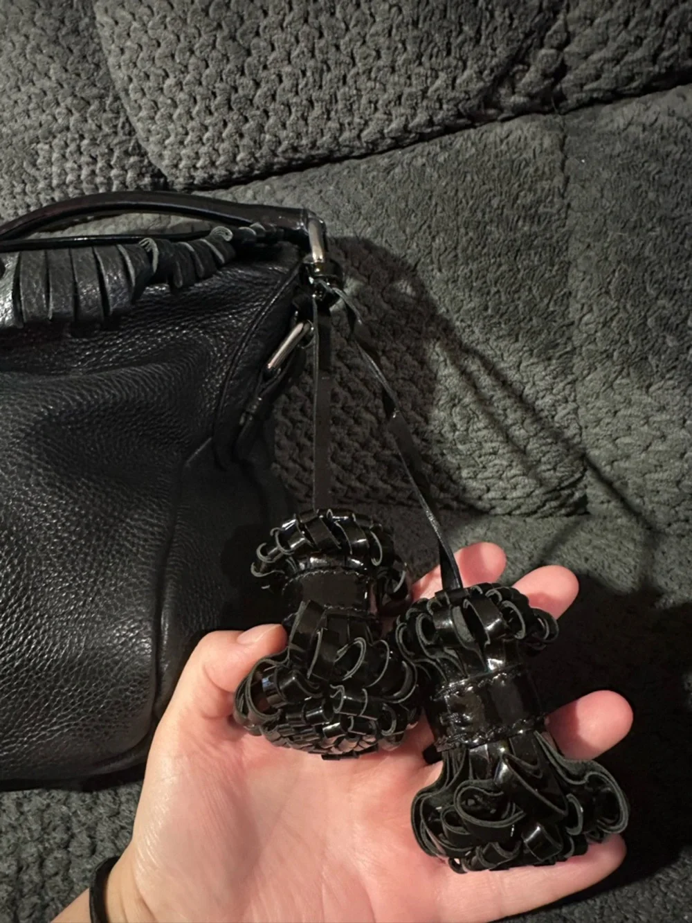MaxMara Y2K Black Leather Fringe Bag
